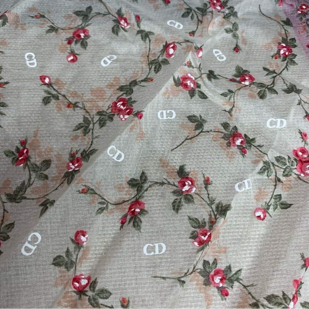 Dior Pink and Cream Floral Scarf - Picture 5 of 11